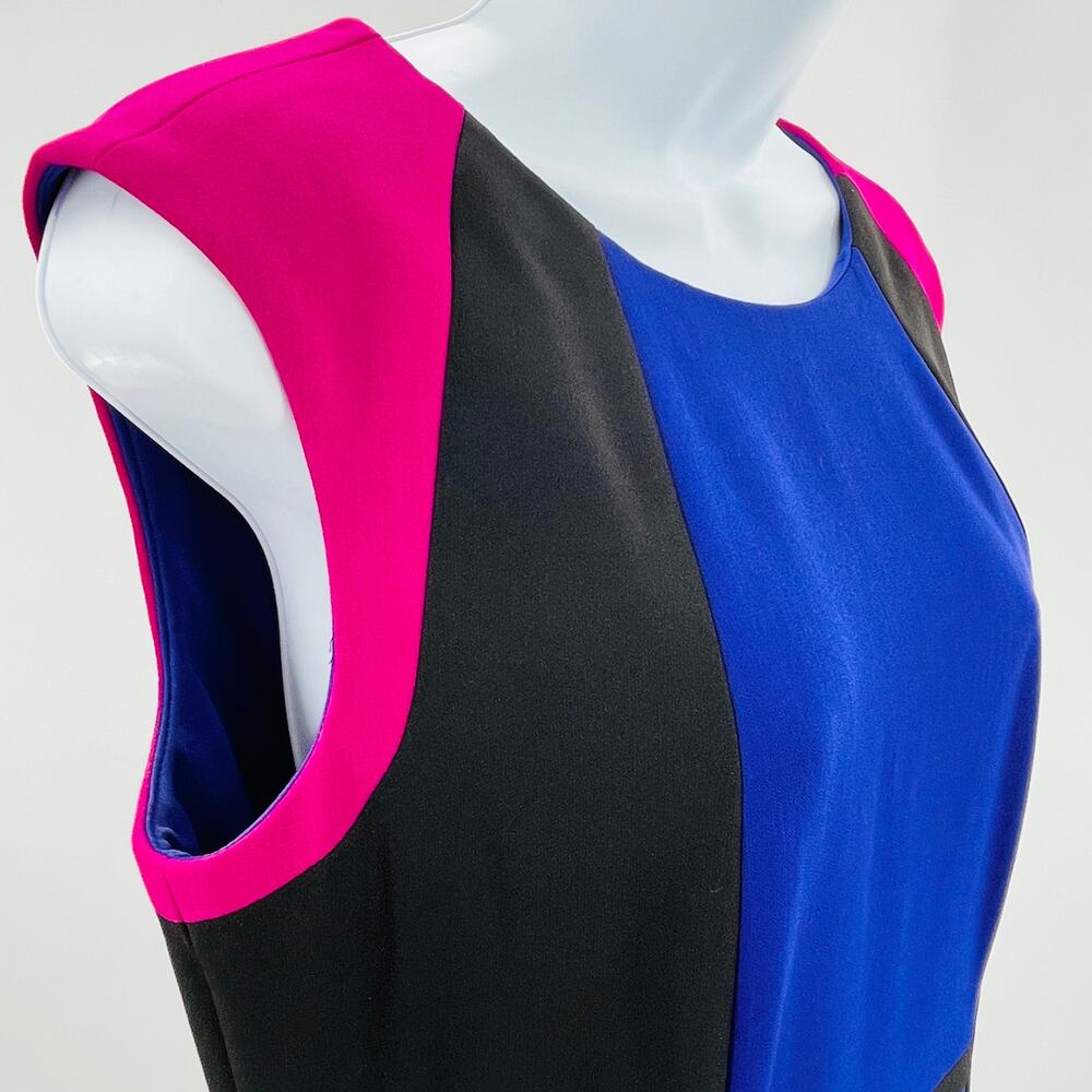 Tahari ASL Black Purple Pink 90s Colorblock Career Classic Sheath Dress 8 - Picture 6 of 11